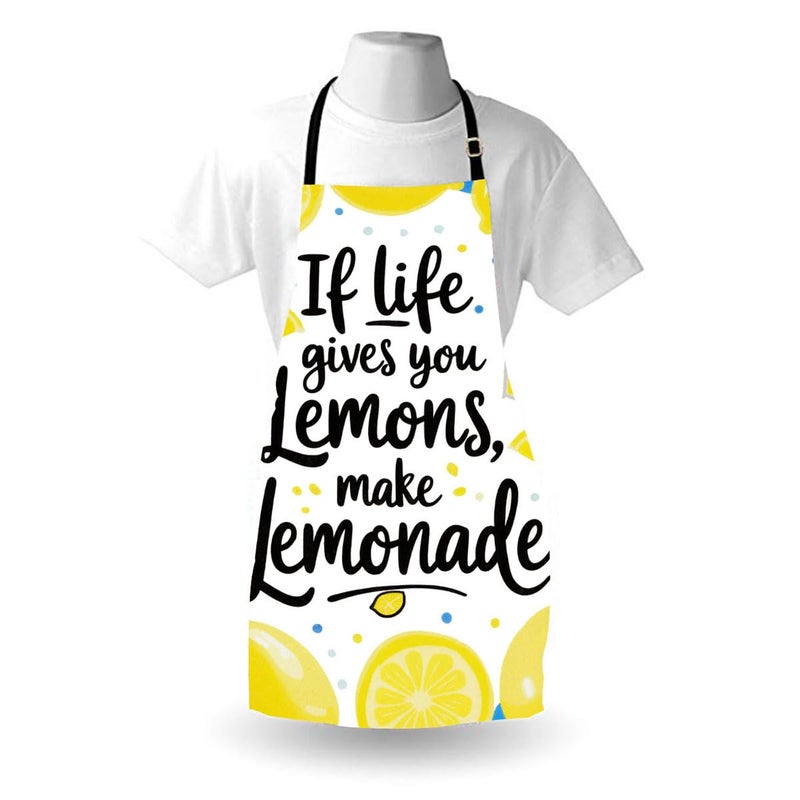Moslion Motivational Quote Apron 31x27 Inch If Life Gives You Lemons Make Lemonade Kitchen Chef Waitress Cook Aprons Bib with Adjustable Neck for Women Men Girls Yellow White Black - Image 4